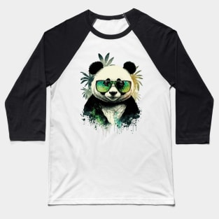 Panda wearing Sunglasses surrounded by Bamboo Leafs Baseball T-Shirt